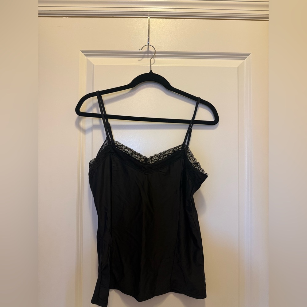 Francesca's Collections Black Cami with Lace Detail